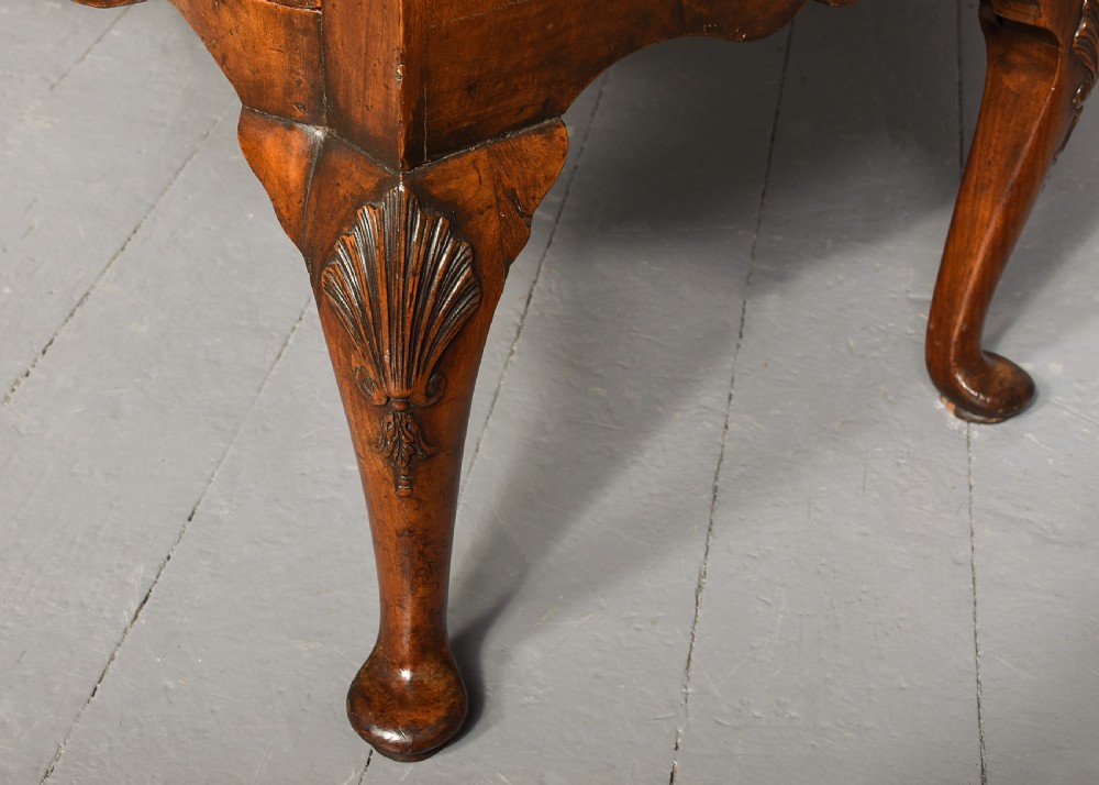 George I style crossbanded, figured walnut chest on stand. View VI