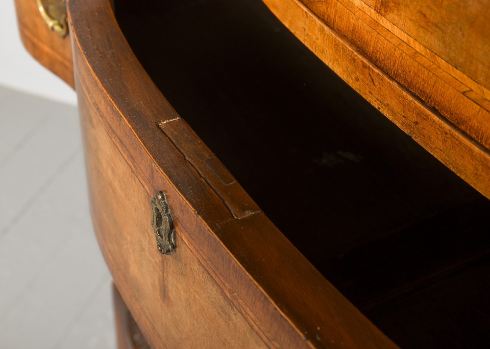 George I style crossbanded, figured walnut chest on stand. View X