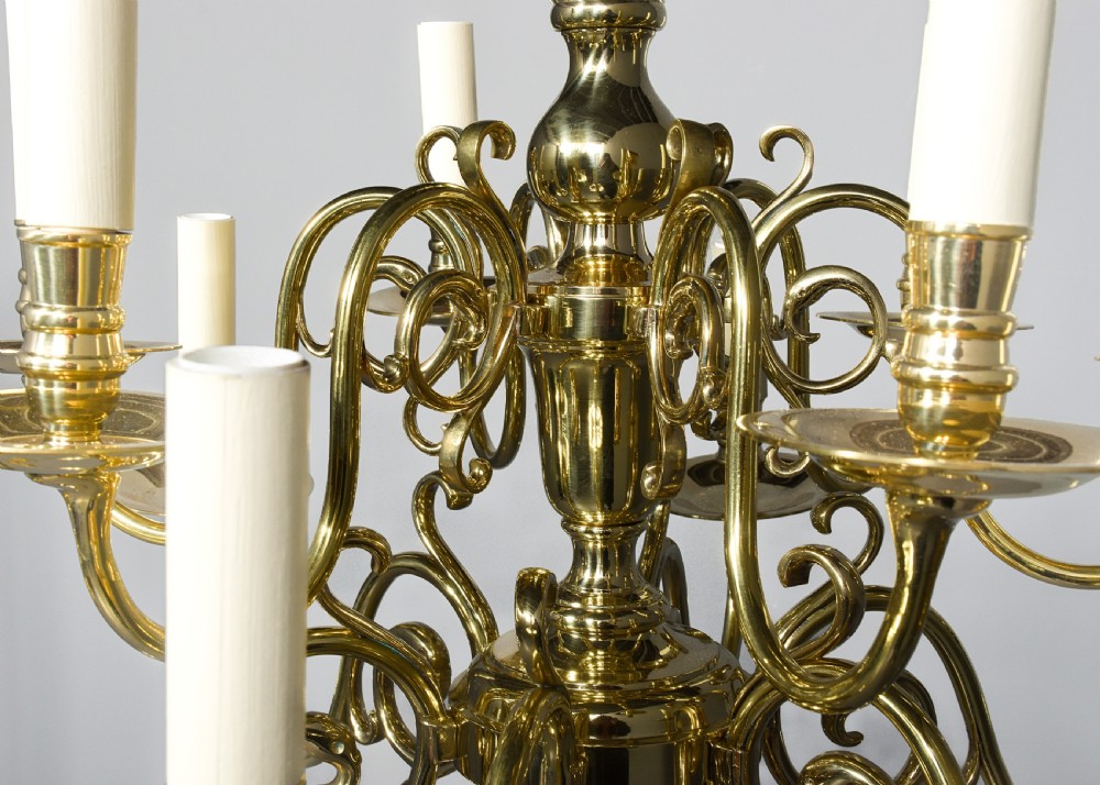 Dutch Two-Tier Brass Chandelier View V