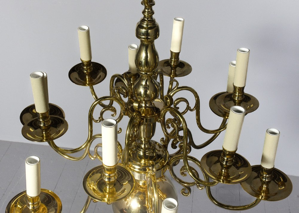 Dutch Two-Tier Brass Chandelier View VII