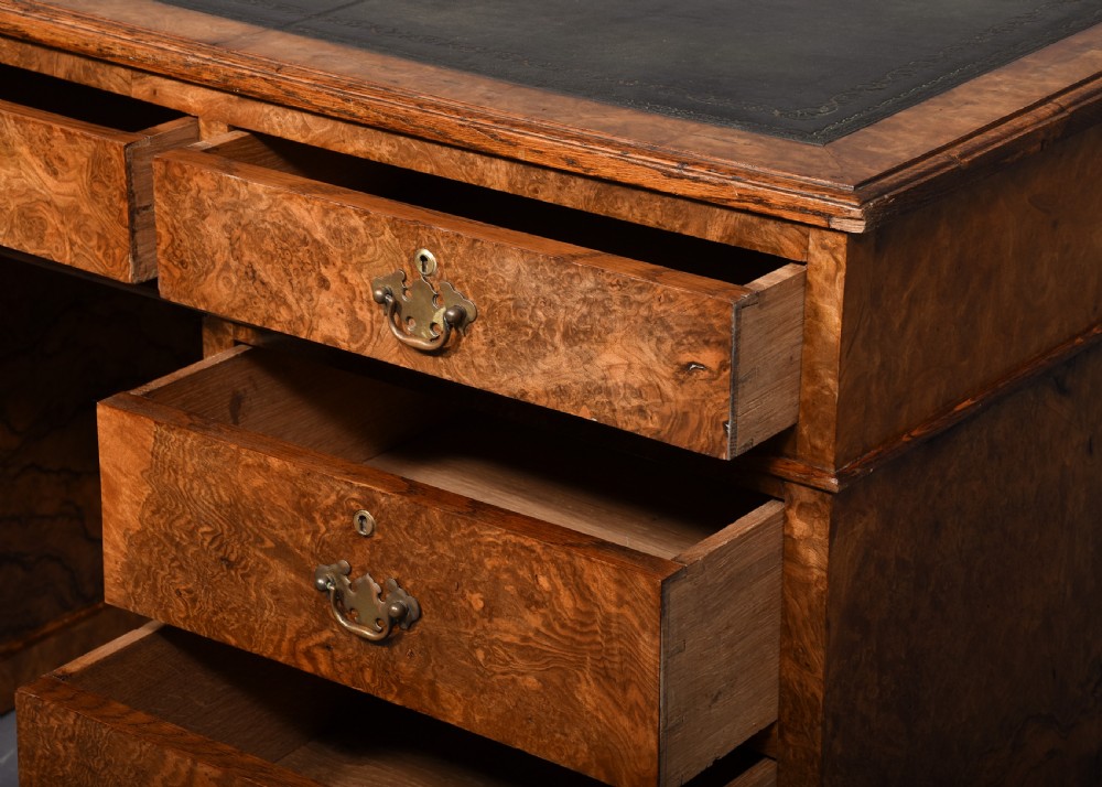 Magnificent, large-size George III style figured walnut partner’s desk View IV