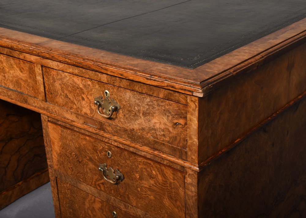 Magnificent, large-size George III style figured walnut partner’s desk View V
