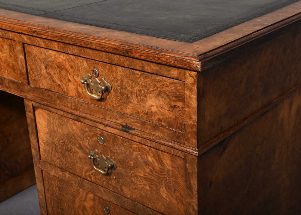 Magnificent, large-size George III style figured walnut partner’s desk View XII