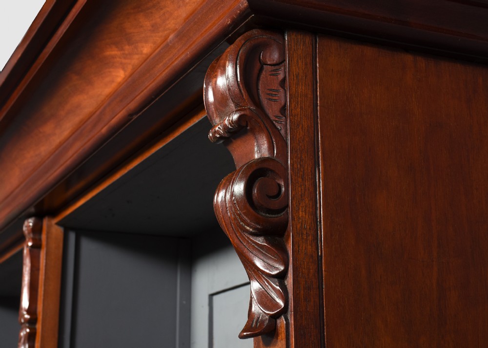 Tall Victorian two-section mahogany open bookcase with 5 shelves. View VI