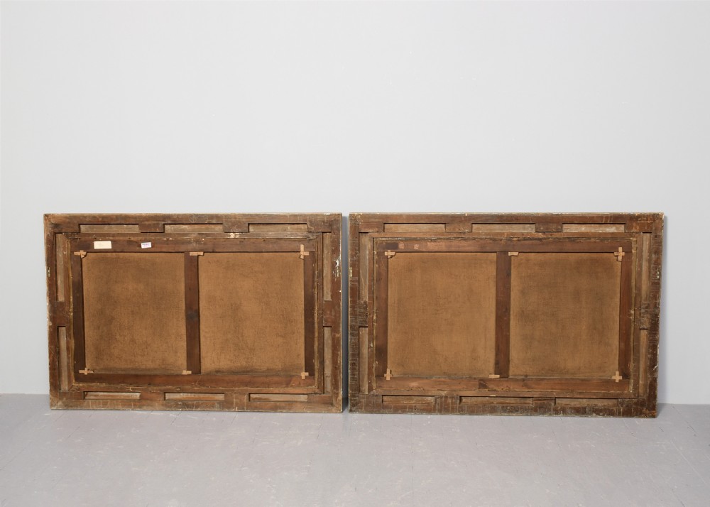 A pair of large Victorian oil paintings in ornate gilt frames depicting Scottish Highland landscapes with livestock and deer. View V