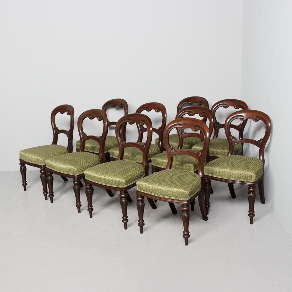 Set of 10 Scottish Victorian Mahogany Dining Chairs