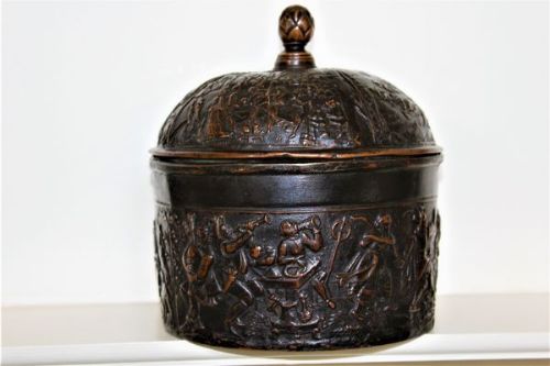 Large Lidded Bronze or Copper Pot for Fruit or Herbs