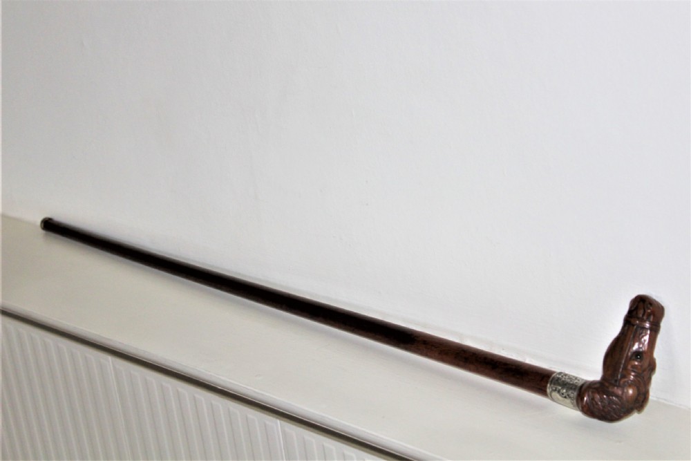 A very finely carved and detailed wood horses head walking stick English Circa 1880 View VI