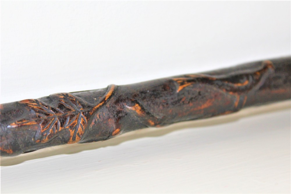 A charmingly carved 18th century wood folk art walking stick with a wonderful deep patina  View IV