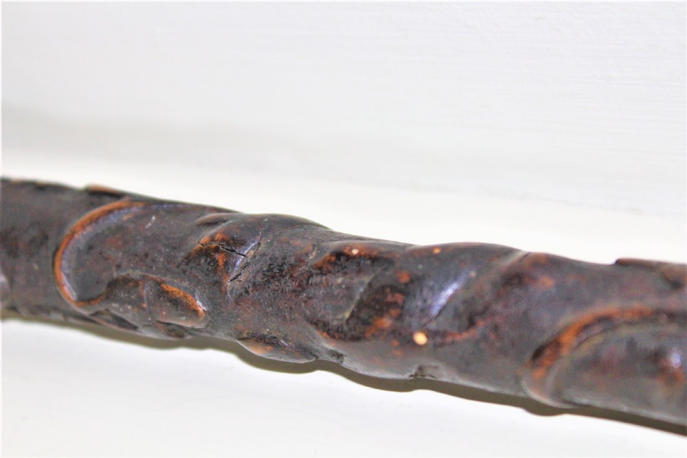 A charmingly carved 18th century wood folk art walking stick with a wonderful deep patina  View X