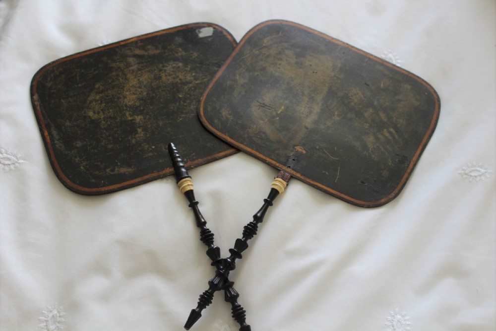 A fine pair of  Regency Chinoiserie penwork face screens English Circa 1820 View VI