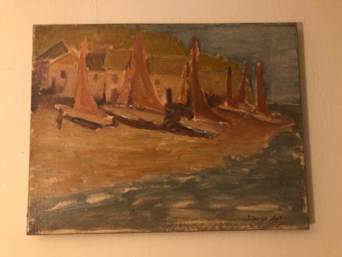 MOORED BOATS SIGNED MAURICE SIJS
