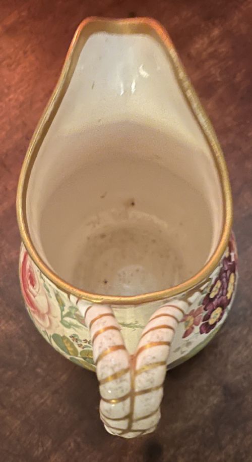 UNIQUE VICTORIAN HAND PAINTED STAFFORDSHIRE CHINA JUG - ADDITIONAL PHOTO 6