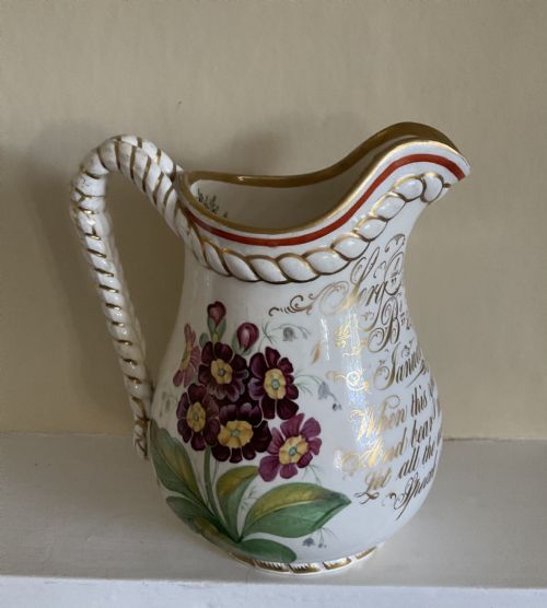 UNIQUE VICTORIAN HAND PAINTED STAFFORDSHIRE CHINA JUG - ADDITIONAL PHOTO 1