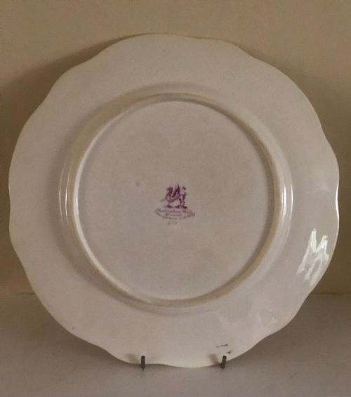 RARE ROCKINGHAM FLORAL DESSERT PLATE C1835 GRIFFIN MARK VERSO IN PUCE - ADDITIONAL PHOTO 1