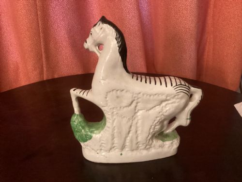 NINETEENTH CENTURY STAFFORDSHIRE POTTERY FIGURE OF A ZEBRA - ADDITIONAL PHOTO 1