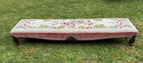a victorian fireside footstool with embroidered floral design - CATEGORY: ANTIQUE STOOLS - DATED VICTORIAN