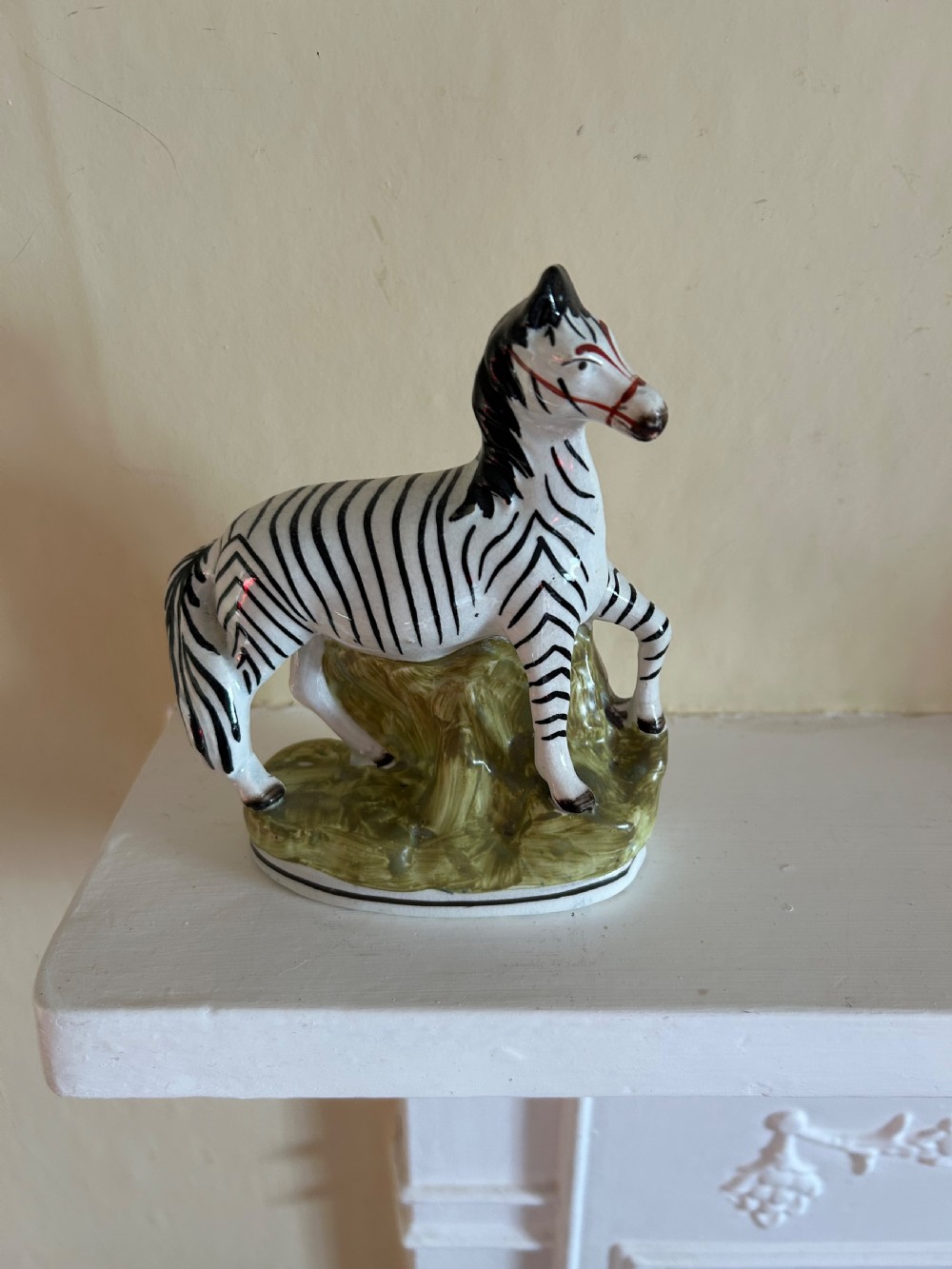 A Charming Staffordshire Pottery Zebra