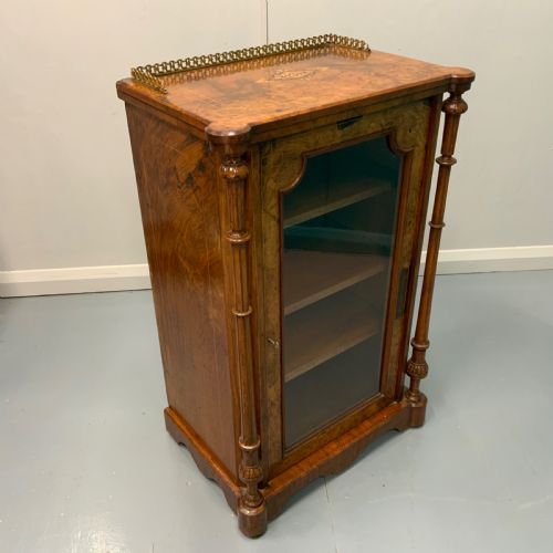VICTORIAN BURR WALNUT MARQUETRY INLAID PIER CABINET - ADDITIONAL PHOTO 1