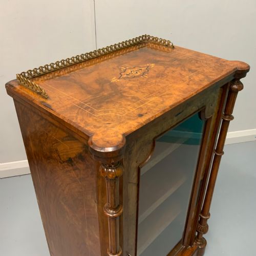VICTORIAN BURR WALNUT MARQUETRY INLAID PIER CABINET - ADDITIONAL PHOTO 2