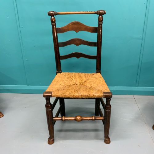 SET OF 6 GEORGIAN OAK LADDER BACK CHAIRS - ADDITIONAL PHOTO 4