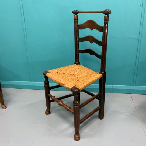 SET OF 6 GEORGIAN OAK LADDER BACK CHAIRS - ADDITIONAL PHOTO 5