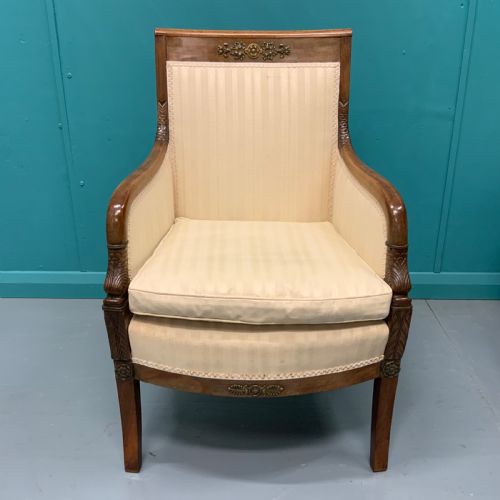 FRENCH EMPIRE STYLE ARMCHAIR WITH BRASS MOUNTS - ADDITIONAL PHOTO 1