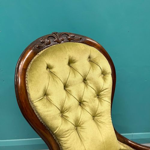 VICTORIAN WALNUT BUTTON BACK SLIPPER CHAIR - ADDITIONAL PHOTO 2
