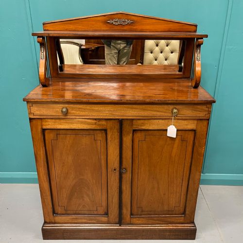 regency pale mahogany chiffonier cabinet with mirror back - CATEGORY: ANTIQUE SIDEBOARDS - DATED REGENCY