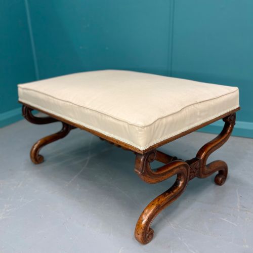 english regency walnut x frame centre stool - CATEGORY: ANTIQUE STOOLS - DATED 19TH CENTURY