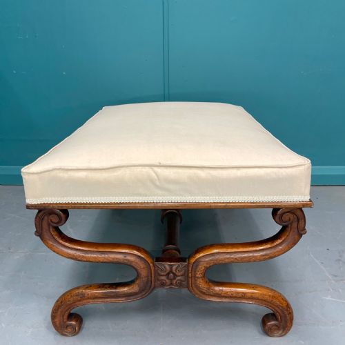 ENGLISH REGENCY WALNUT X FRAME CENTRE STOOL - ADDITIONAL PHOTO 3