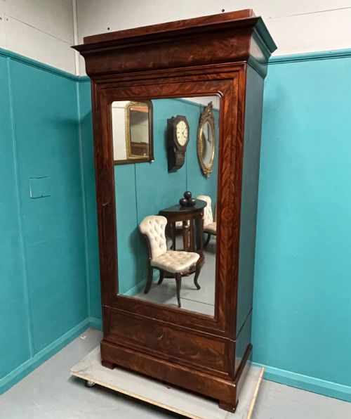 FRENCH MIRROR DOOR ARMOIRE WITH ADJUSTABLE SHELVES - ADDITIONAL PHOTO 1