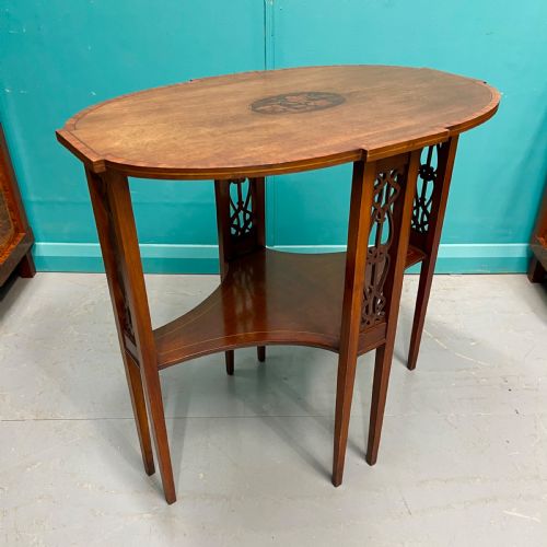 EDWARDIAN OVAL INLAID SIDE TABLE - ADDITIONAL PHOTO 4