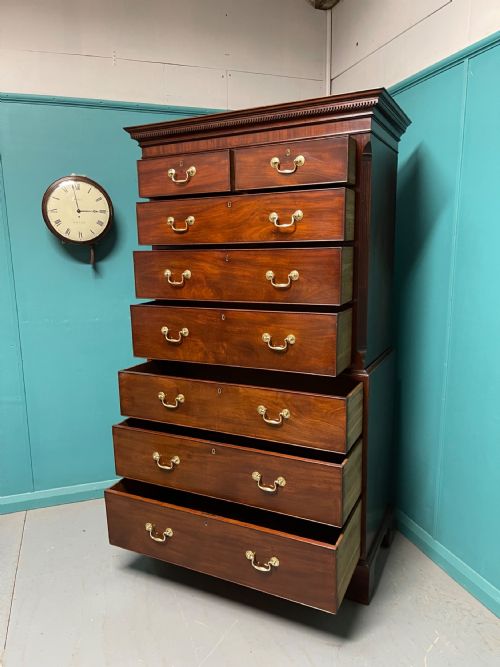 GEORGIAN MAHOGANY CHEST ON CHEST TALLBOY - ADDITIONAL PHOTO 2