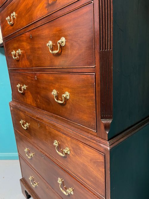 GEORGIAN MAHOGANY CHEST ON CHEST TALLBOY - ADDITIONAL PHOTO 4