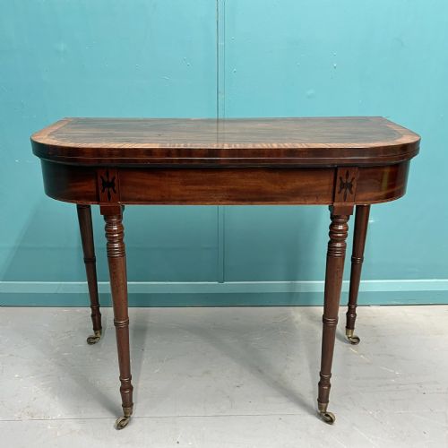 REGENCY CROSS BANDED GAMES TABLE ON CASTORS - ADDITIONAL PHOTO 6