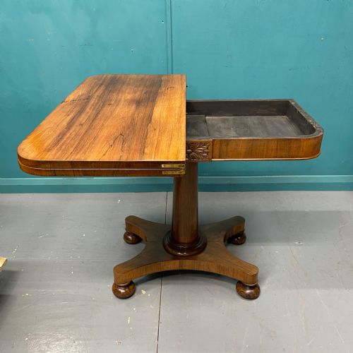 REGENCY PALE ROSEWOOD GAMES CONSOLE TABLE - ADDITIONAL PHOTO 2