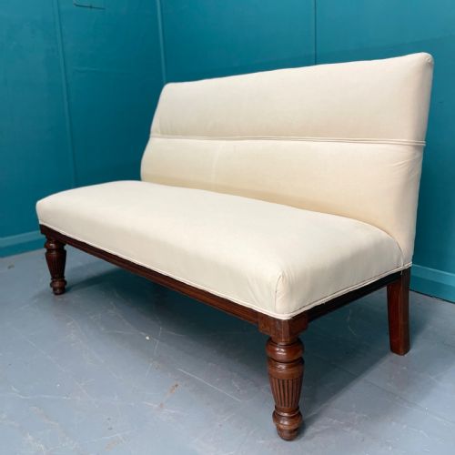 PAIR OF 19TH CENTURY WINDOW SEATS IN FRENCH LINEN - ADDITIONAL PHOTO 6