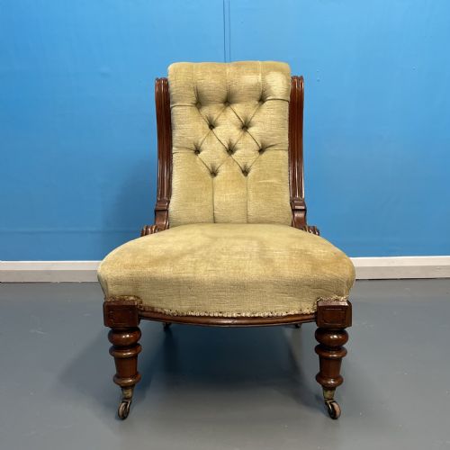 WILLIAM IV BUTTON BACK SCROLL SIDE CHAIR ON CASTORS - ADDITIONAL PHOTO 1