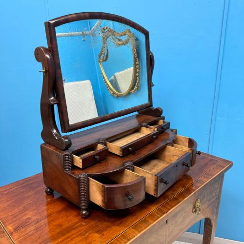 LARGE REGENCY BOW FRONTED DRESSING TABLE MIRROR - ADDITIONAL PHOTO 1