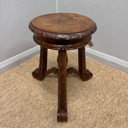 ADJUSTABLE HEIGHT CARVED HARDWOOD PIANO STOOL - ADDITIONAL PHOTO 2