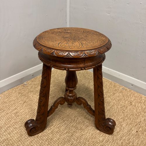 ADJUSTABLE HEIGHT CARVED HARDWOOD PIANO STOOL - ADDITIONAL PHOTO 3