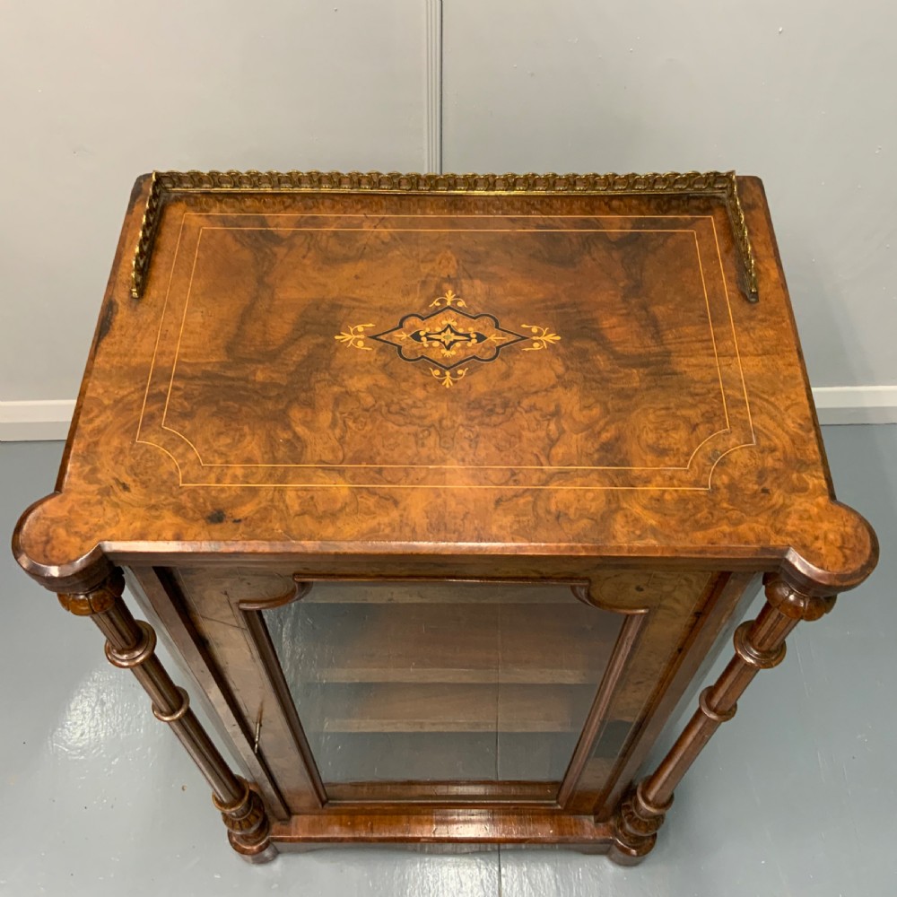 Victorian burr walnut marquetry inlaid pier cabinet View IV
