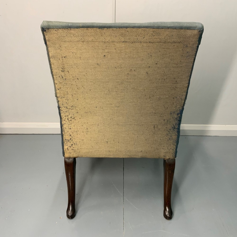 Georgian walnut Gainsborough armchair in vintage needlepoint View VI