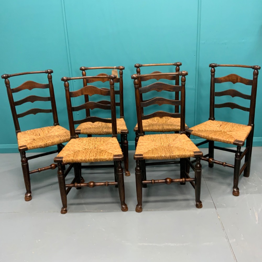 Set of 6 Georgian oak ladder back chairs