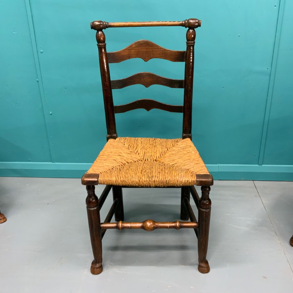Set of 6 Georgian oak ladder back chairs View V