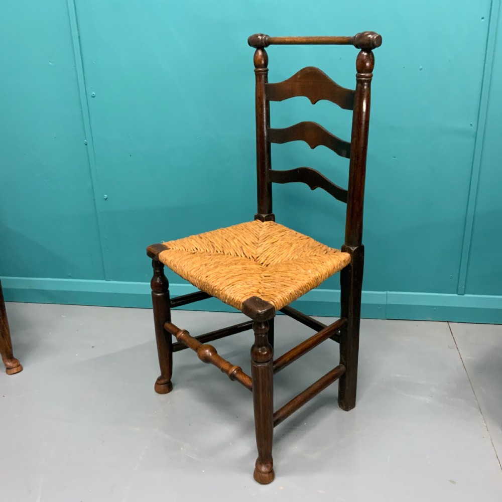 Set of 6 Georgian oak ladder back chairs View VI
