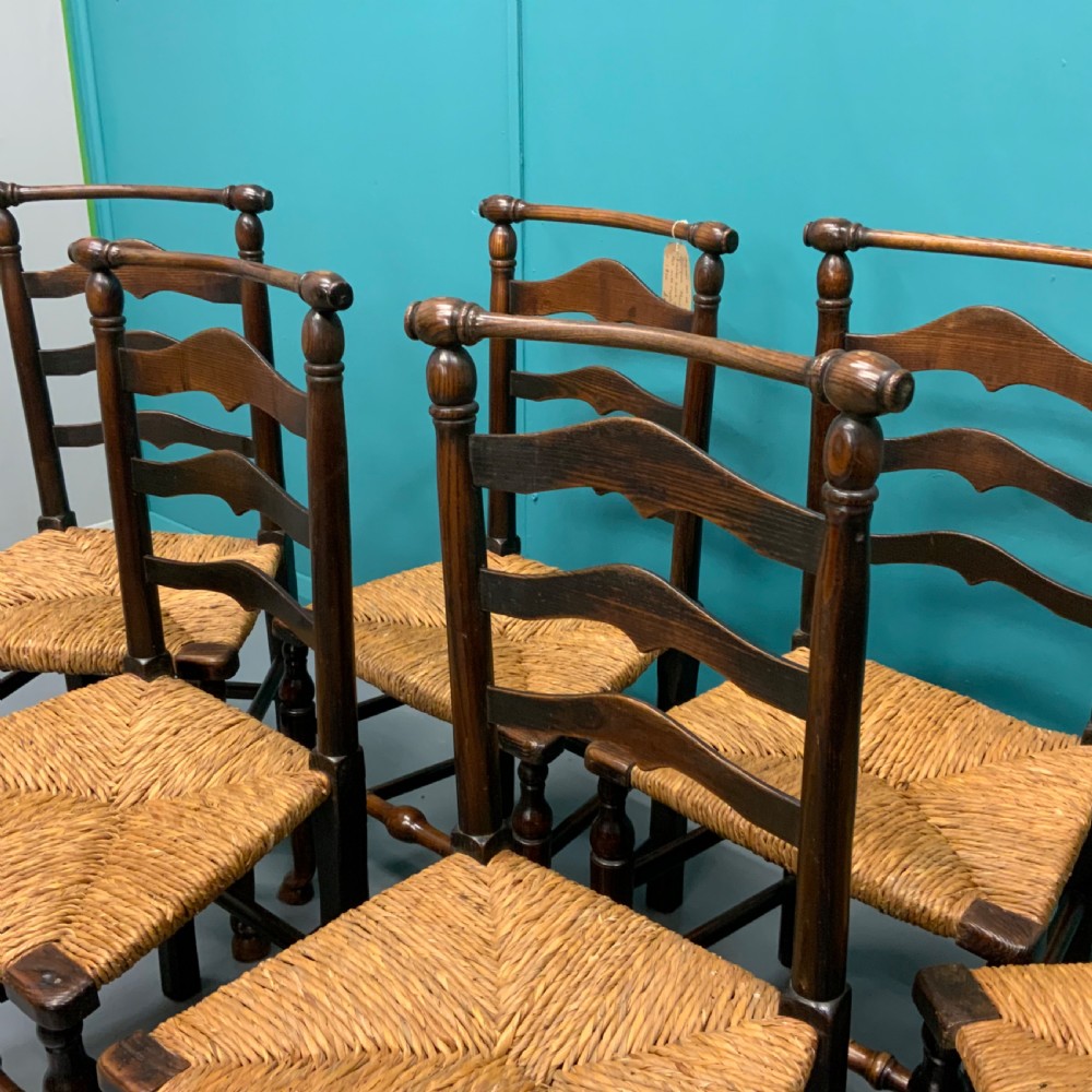 Set of 6 Georgian oak ladder back chairs View VII
