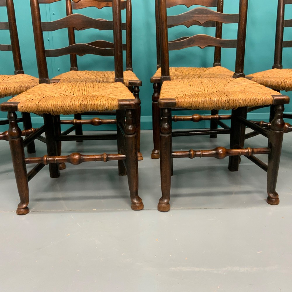 Set of 6 Georgian oak ladder back chairs View VIII