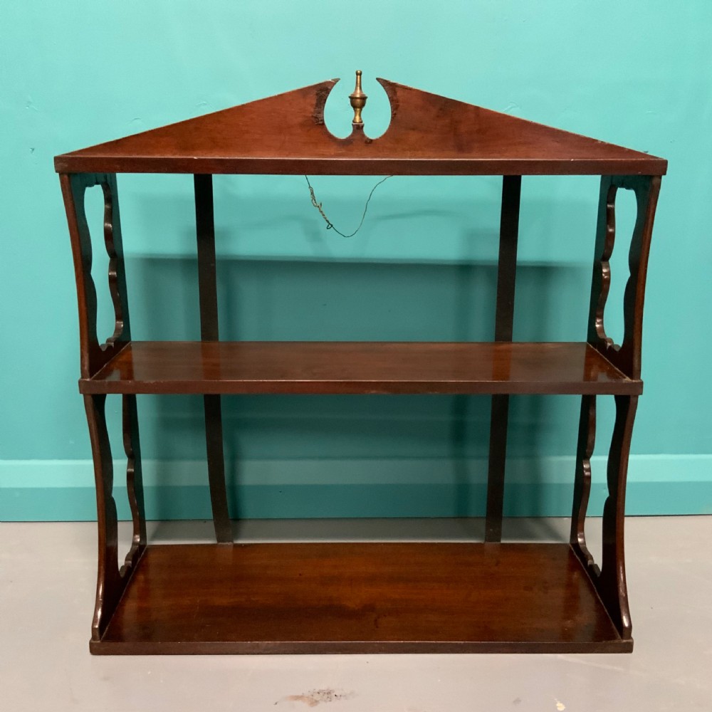 Georgian mahogany wall hanging shelves View II